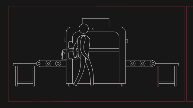 人過安檢門，物過安檢機